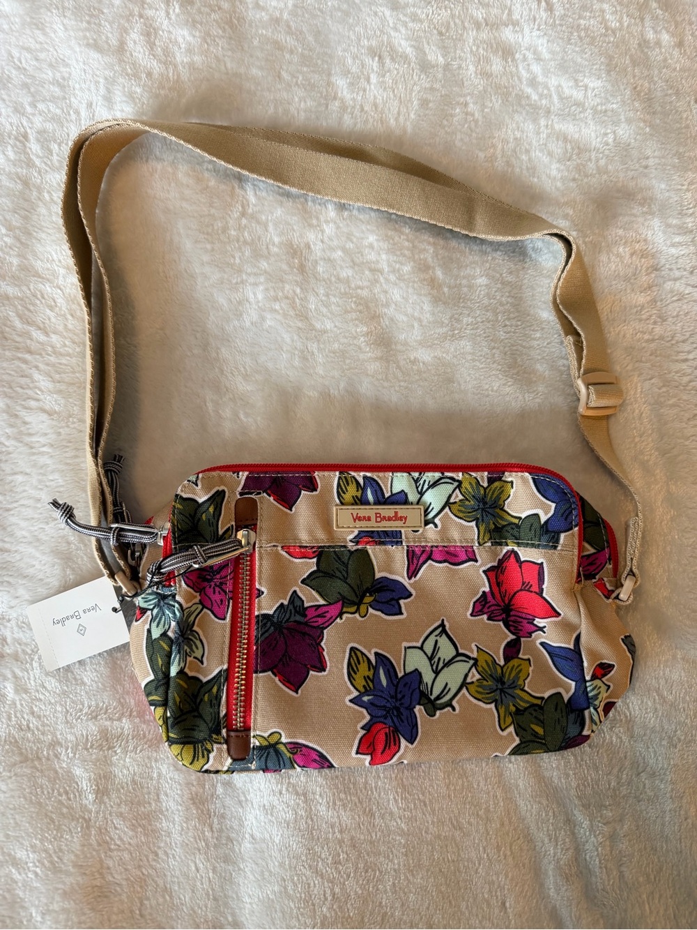 Vera Bradley Travel Ready Crossbody in Falling Flowers Neutral